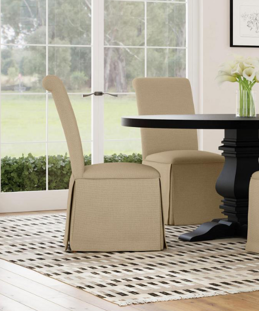 Shawna Upholstered Skirted Dining Chair Khaki Set of 2