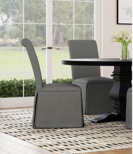 Shawna Upholstered Skirted Dining Chair Gray Set of 2