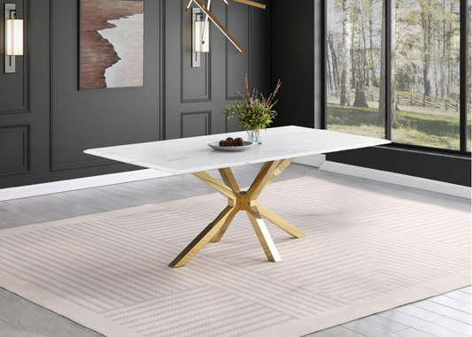 Venera Rectangular 79-inch Faux Marble Dining Table White