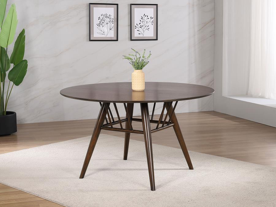 Everton Round 53-inch Wood Dining Table Dark Walnut