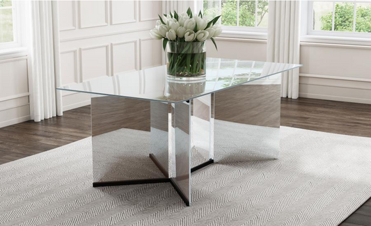 Emery 76-inch Rectangular Mirrored Dining Table Silver