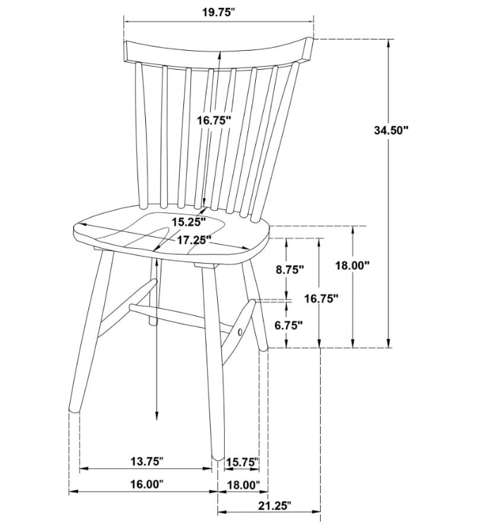 Hollyoak Windsor Wood Dining Side Chair Black Set of 2