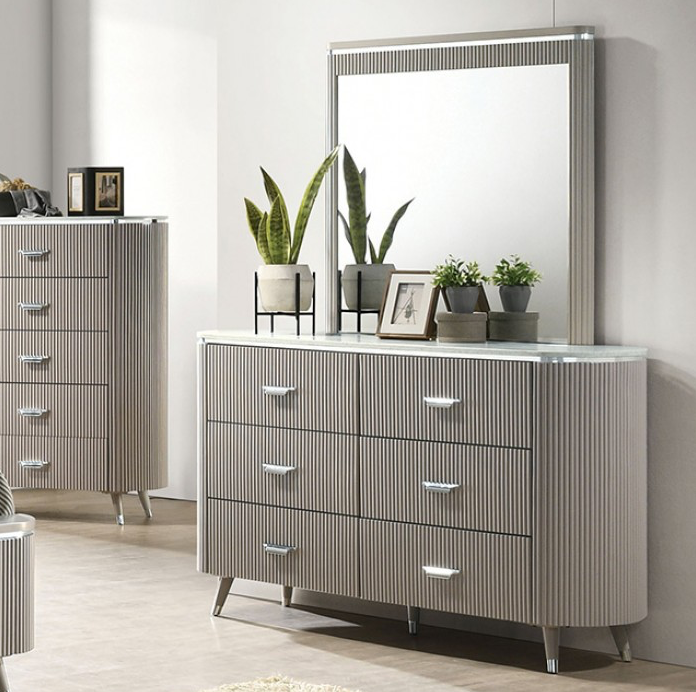 Aldridge Art Deco King Bedroom Collection in Light Gray