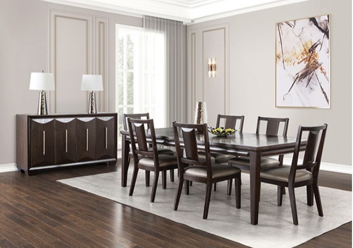 Hinwitz 7PC Transitional Dining Set, Espresso