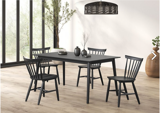 Beale 5PC Mid-Century Modern Dining Set, Black