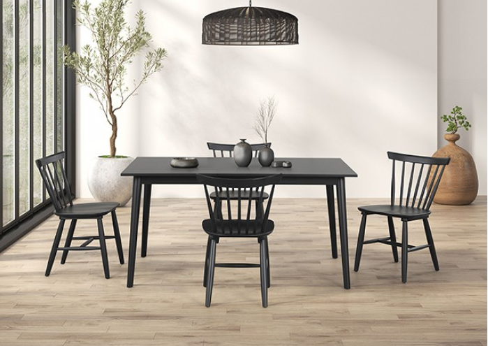 Beale 5PC Mid-Century Modern Dining Set, Black