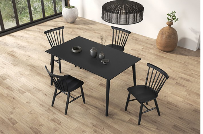 Beale 5PC Mid-Century Modern Dining Set, Black