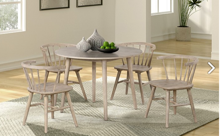 Yate 5PC Mid-Century Modern Dining Set, Natural