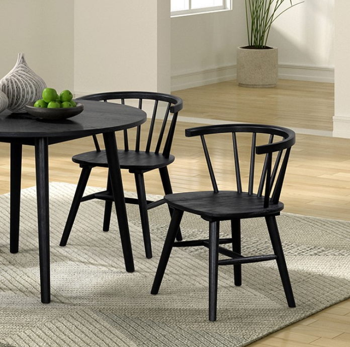 Yate 5PC Mid-Century Modern Dining Set, Black