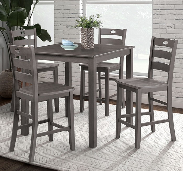 Lubbock Transitional 5PC Solid Wood Counter Height Dining Set