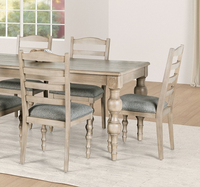 Chesapeake 7 Piece Modern Farmhouse Dining Set in Light White Wash