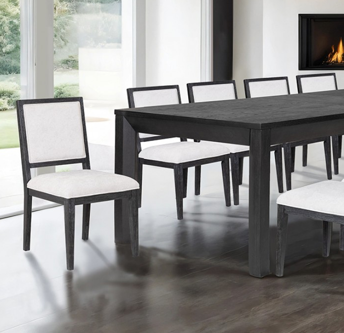 Hatton Cross 7 Piece Modern Dining Set in Weathered Black & White