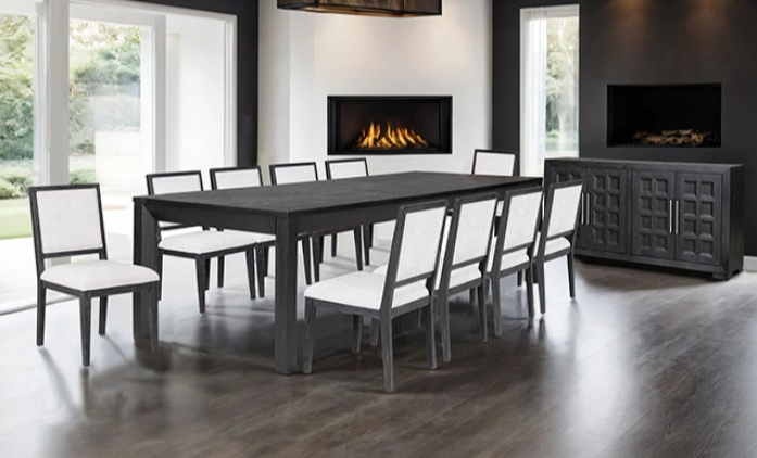 Hatton Cross 7 Piece Modern Dining Set in Weathered Black & White