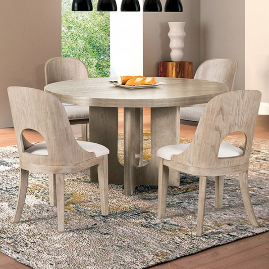 Sterling West Modern 5PC Dining Set, White Oak