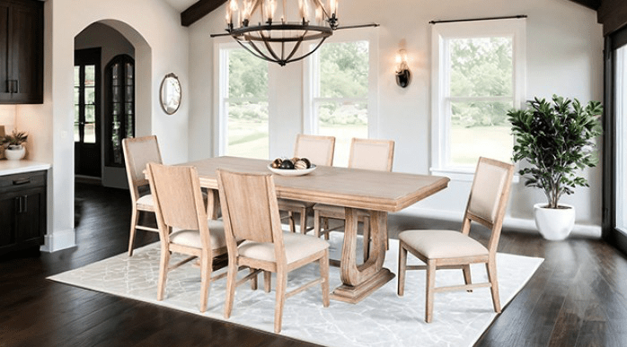 Orbetello Transitional 7PC Dining Set in Distressed Natural