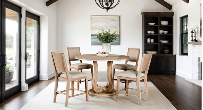 Orbetello Transitional 5PC Counter Height Dining Set in Distressed Natural