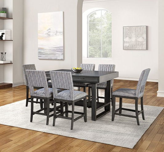 Potton Transitional Counter Height Dining Set with Trestle Base, Gray