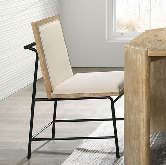 Edenbridge Contemporary Side Chairs Set of 2 Oak & Beige