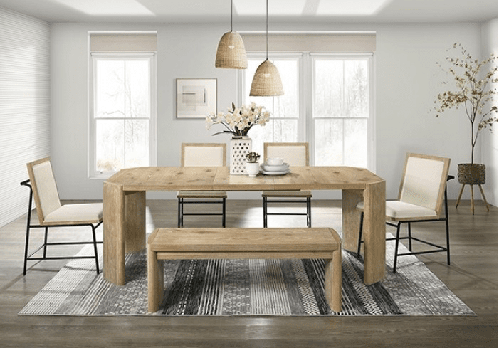 Edenbridge 6 Piece Contemporary Dining Set with Extension Leaf, Oak