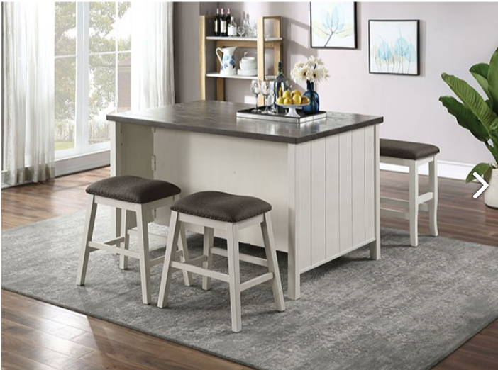 Heidelberg 4PC Counter Height Island Dining Set, Off-White & Dark Gray