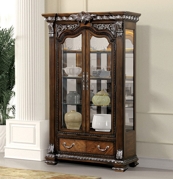 Promenade Traditional Curio Cabinet, Dark Brown