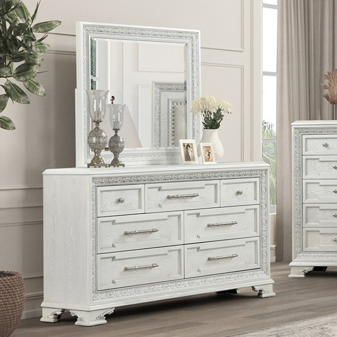 Stella Mia Traditional 7-Drawer Dresser, Creamy White