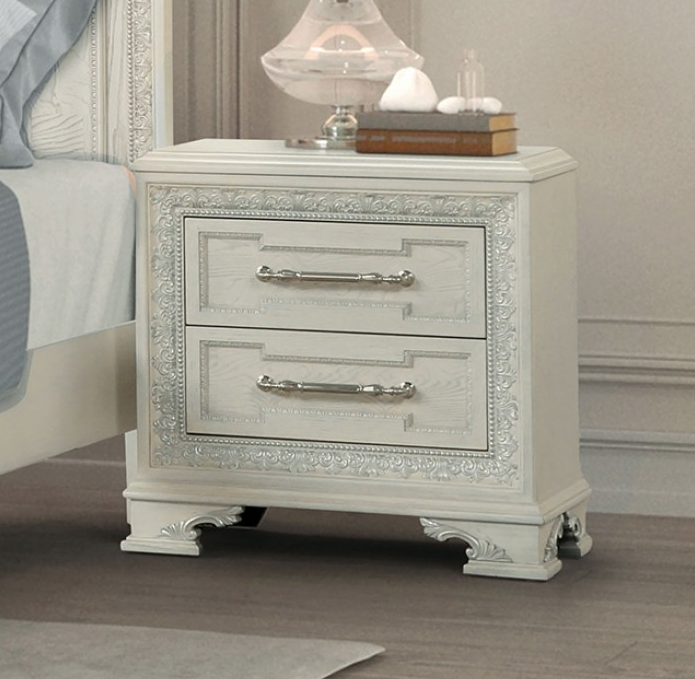 Stella Mia Traditional 2-Drawer Nightstand, Creamy White