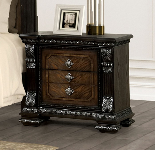 Promenade Traditional 3-Drawer Nightstand, Espresso