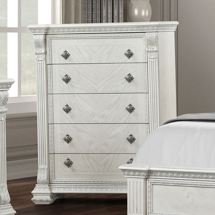 Promenade Traditional 5-Drawer Chest, Wire Brushed White