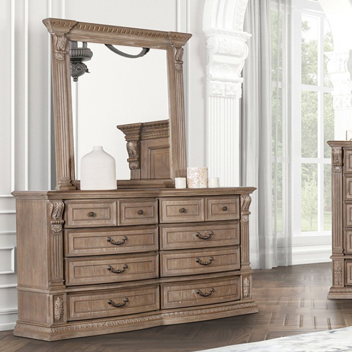 Seven Oaks Traditional 8-Drawer Dresser, Weathered Oak