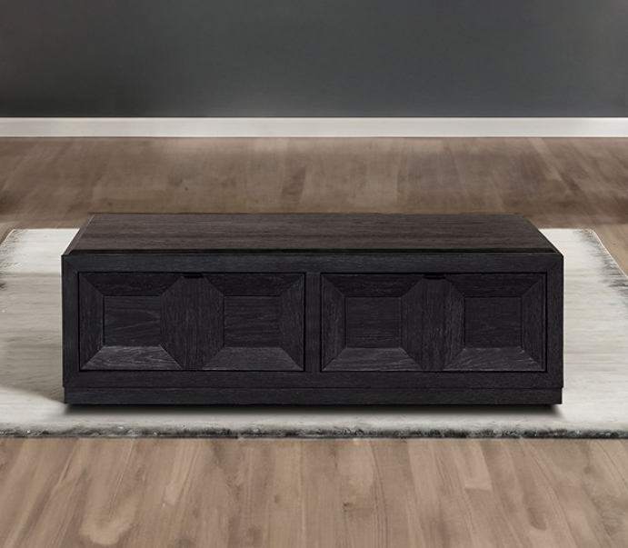 Hatton Cross Modern Coffee Table with Sunken Panels, Black