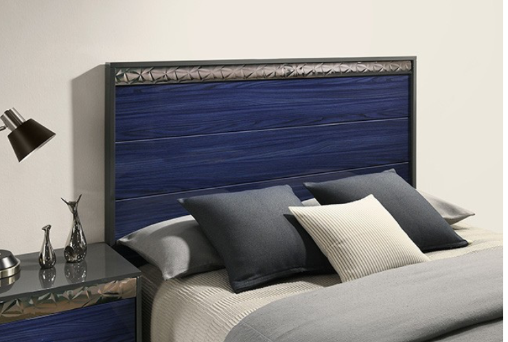 Morcote King Glam Bedroom Collection in Ash Gray & Indigo