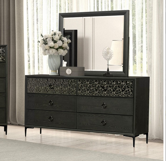 Bashford Modern 6-Drawer Dresser with Dented Steel Door