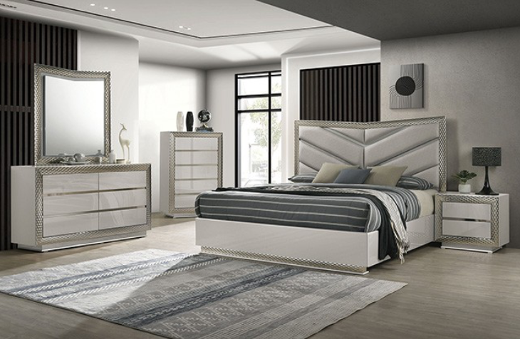 Ventnor Queen Glam Bedroom Collection, Gray