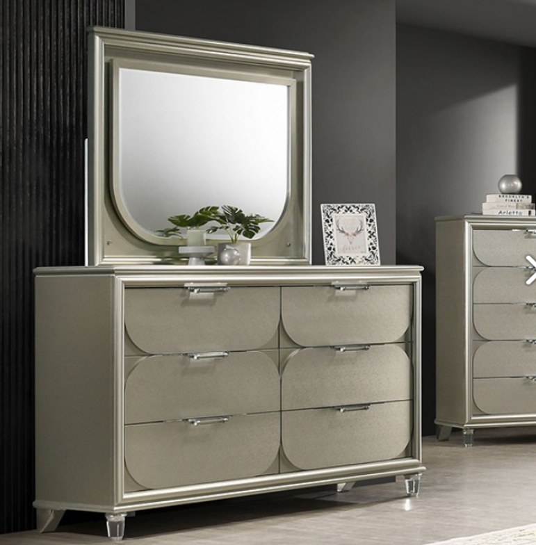 Sheridan Contemporary Queen Bedroom Collection with Embossed Panels, Silver