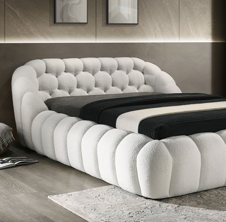 Newquay Ultra Contemporary Tufted Chenille Queen Platform Bed