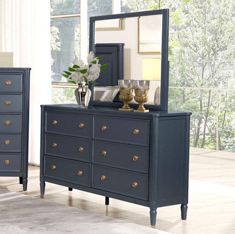 Altamira French Modern Dresser with Antique Gold Hardware, Malta Blue