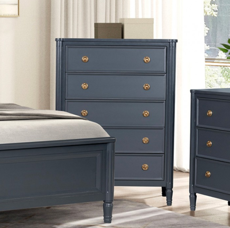 Altamira French Modern Chest with Antique Gold Hardware, Malta Blue