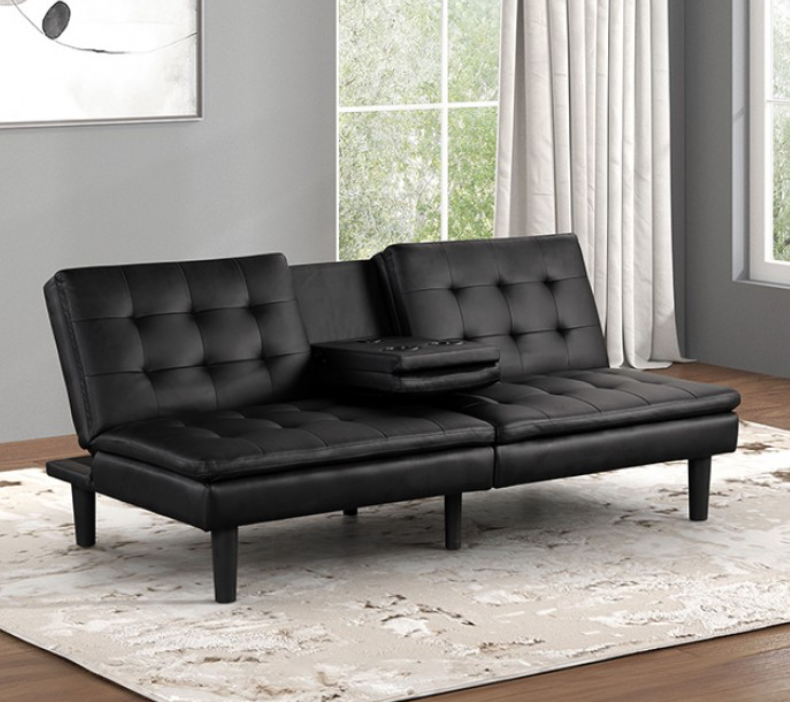 Eidsberg Leatherette Sofa Bed with Drop Down Console & USB