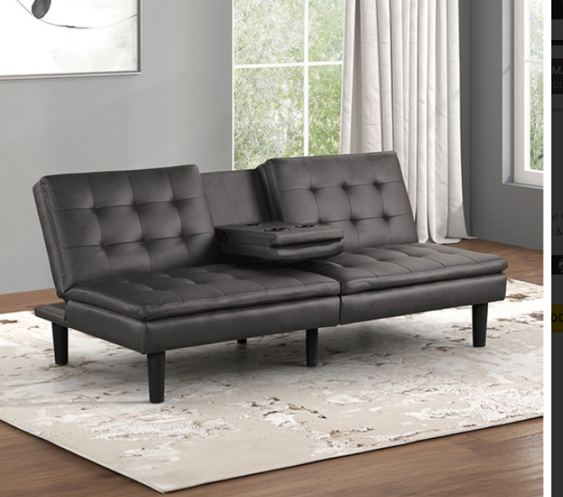 Eidsberg Leatherette Sofa Bed with Drop Down Console & USB