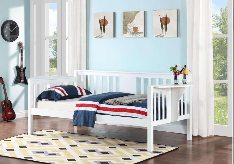 Bethany Wood Twin Daybed with Drop-down Tables White