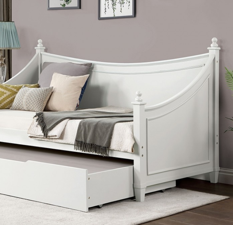 Lycoris Transitional Wooden Daybed, White