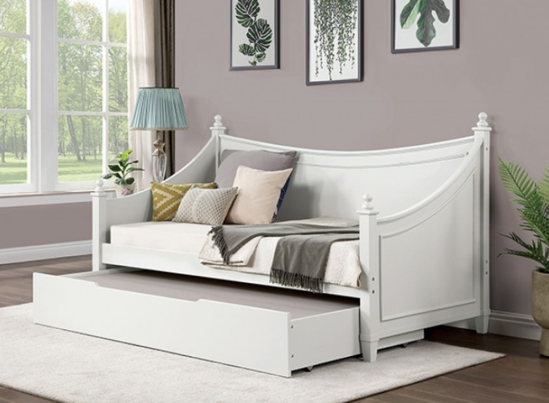 Lycoris Transitional Wooden Daybed, White