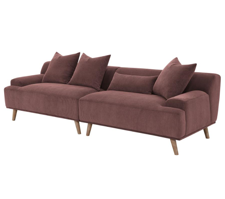 Elizabeth Corduroy Upholstered Extra Long Sofa Wine Red