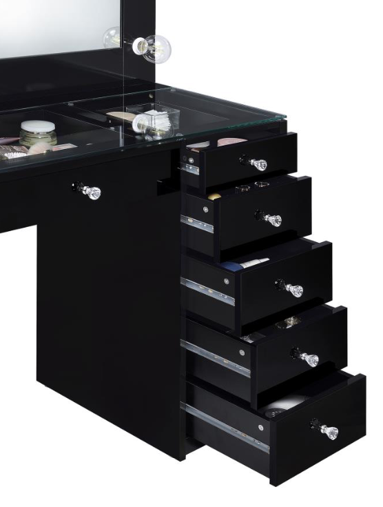 Acena 7-drawer Vanity Set High Gloss Vanity with Lighting