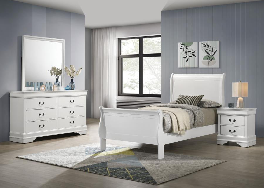 Trinity Classic White Louis Philippe Twin Bedroom Collection