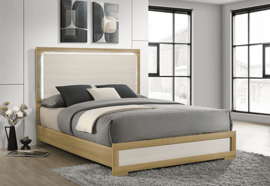 Hyland King Bedroom Collection with LED Headboard, Natural