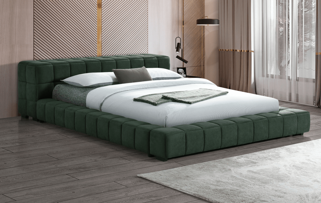 Trinity Upholstered Eastern Queen Platform Bed Green