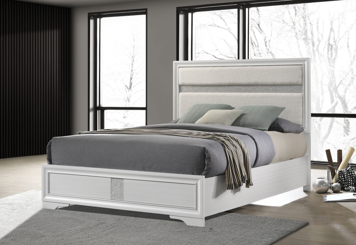 Miranda 54-Inch Upholstered Queen Bedroom Collection, White