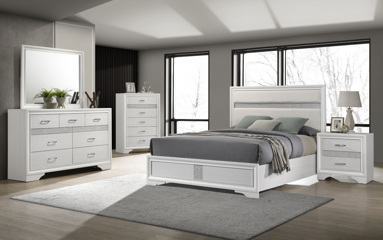 Miranda 54-Inch Upholstered Queen Bedroom Collection, White